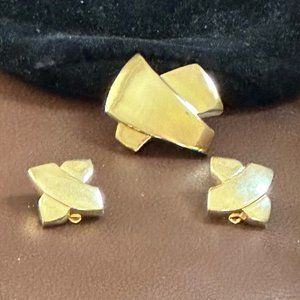 Givenchy "X" Brooch and Clip Earring Set